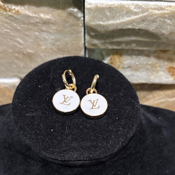 Louis Vuitton Gold and white Skittle Logo Earrings - Picture 1 of 4